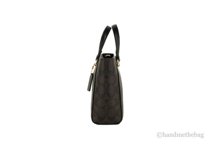 Coach CA613 Alice small brown and black crossgrain leather satchel crossbody bag with adjustable strap