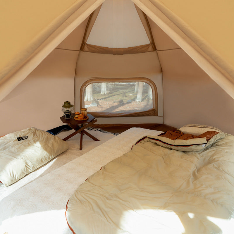 Outdoor thickened rainproof portable folding automatic camping tent, interior view with spacious sleeping area