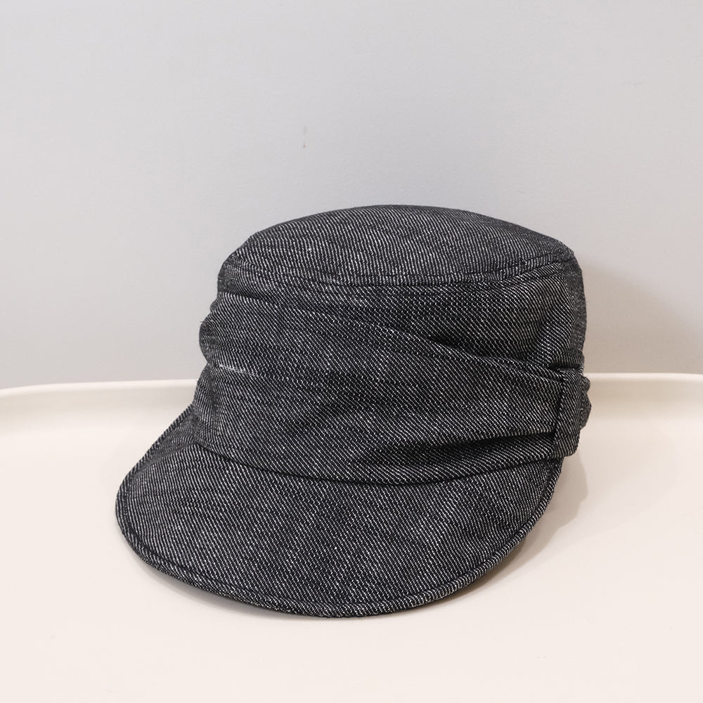Old money style retro ruffled flat-top bowler hat in a classic artistic design