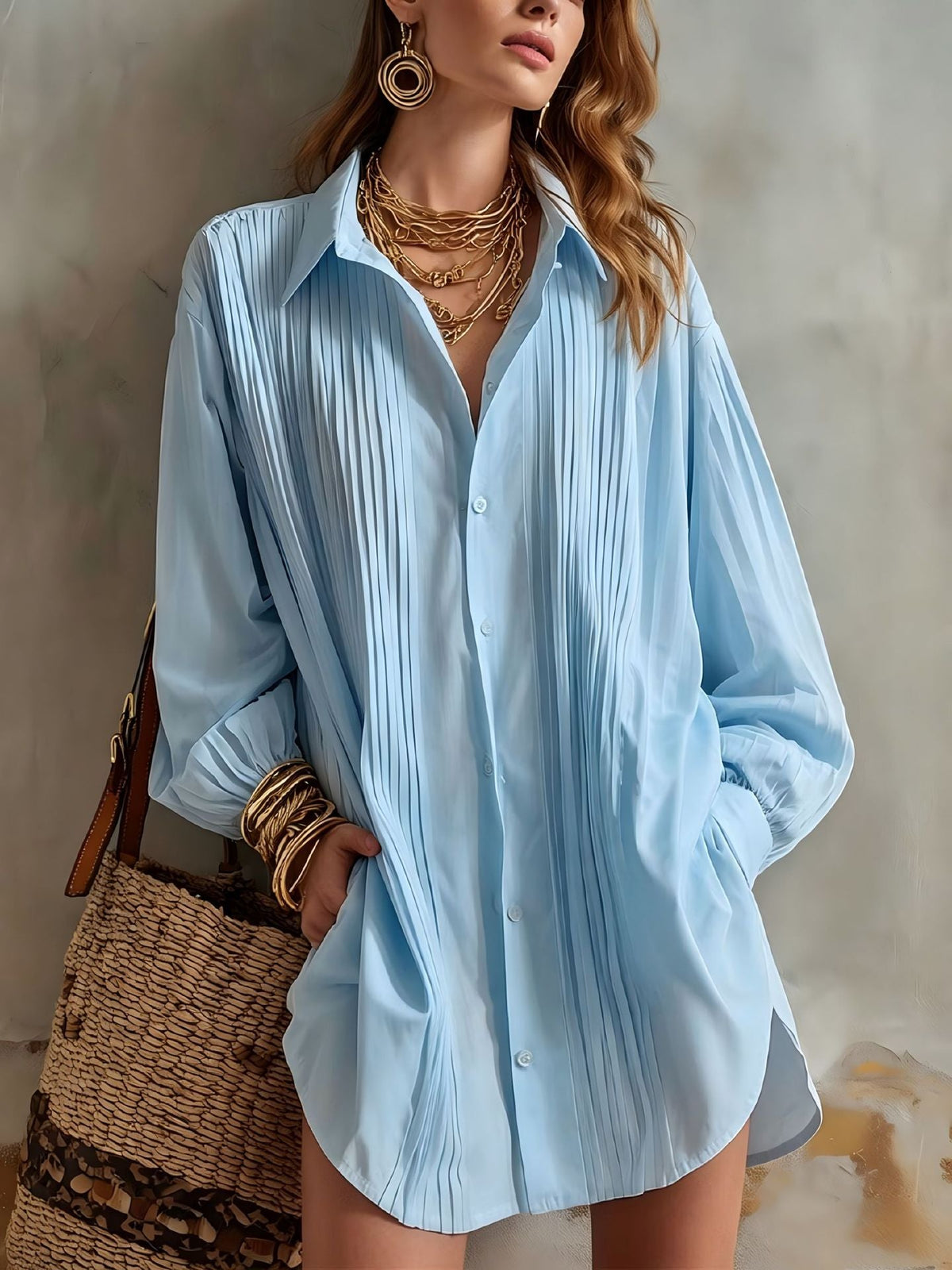 Simple elegant loose-fit draping versatile top in a relaxed silhouette