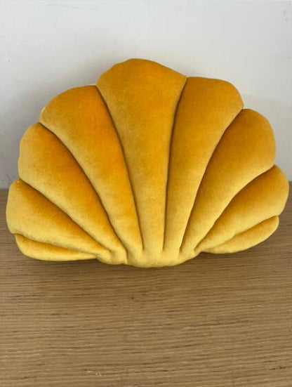 Simulation shell pillow cushion doll nap pillow in beige fabric with a rounded shell design