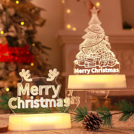 Christmas decoration 3D acrylic LED lamp with festive ornament design for New Year, Valentine's Day, and Christmas décor