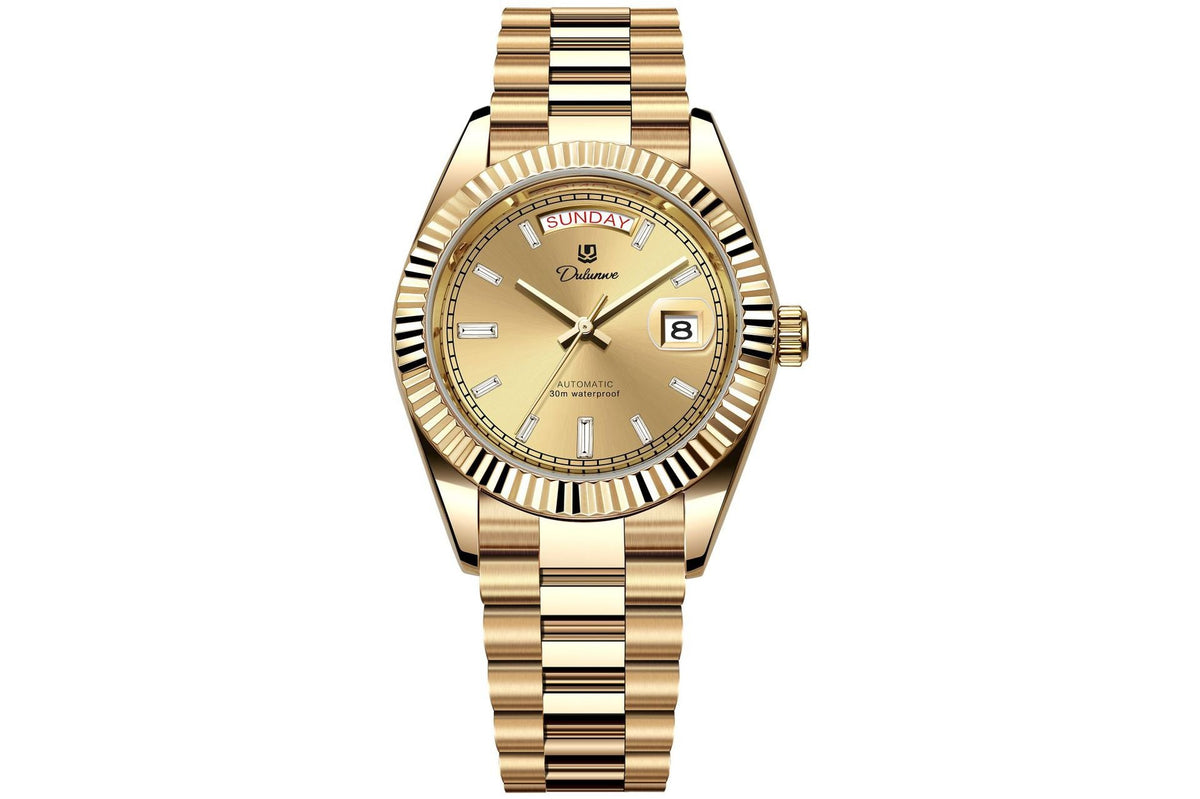Dual-calendar automatic mechanical men's watch with classic analog dial and date display