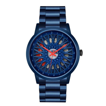 Hollowed-out wheel watch with waterproof steel band in a business style for teenagers