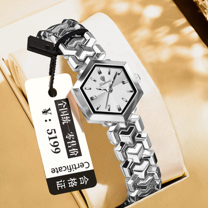 Women's octagonal waterproof quartz watch with a simple design, displayed on a clean background