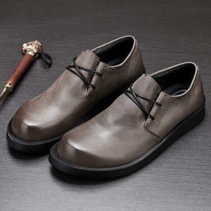 Men's breathable casual leather shoes in a classic low-top design; My Store brand