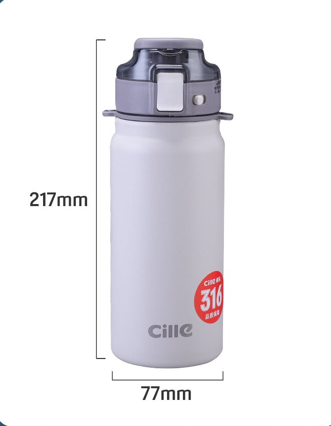 Insulated steel water flask by BACKUPMYFILESNOW® with a large capacity, featuring a silver finish and a secure screw-on lid.