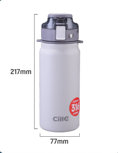 Insulated steel water flask by BACKUPMYFILESNOW® with a large capacity, featuring a silver finish and a secure screw-on lid.