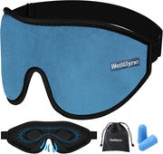 WellSync Sleep Eye Mask for Men WomenZero Pressure 3D Blackout Eye Mask for SleepingEye Covers with Adjustable StrapSoft Breathable Travel Sleep Mask for AirplaneIncludes Ear Plugs(Blue)