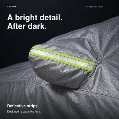 All-weather waterproof Oxford car cover for Tesla Model 3, Model Y, and Model S, providing protection from weather elements.
