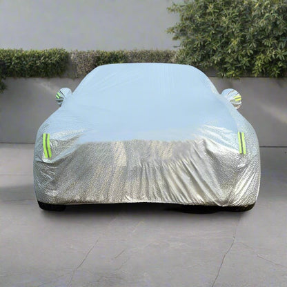 All-weather waterproof Tesla Model 3/Y/S car cover made of Oxford fabric, protecting the vehicle from rain, snow, and dust.