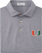 Dark green Miami Hurricanes stripe polo shirt by allCanes featuring a classic collar and team logo on the chest.