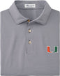 Dark green Miami Hurricanes stripe polo shirt by allCanes, featuring the team logo and classic collar design.