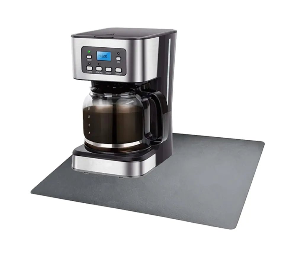 AmiiLive Coffee Mat for Counter Coffee Bar Accessories Fit Under Coffee Maker Espresso Machine Absorbent Rubber Backed Dish Drying Mat 16"x24" Grey - BACKUPMYFILESNOW