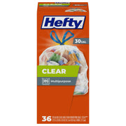 Hefty Clear Trash Bags Clear 30 Gallon 36 Count