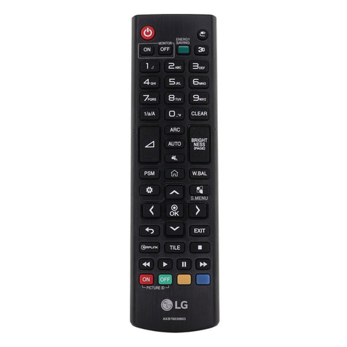 Anderic remote control for LG commercial digital signage monitor, model AKB76039803, with buttons for remote operation.