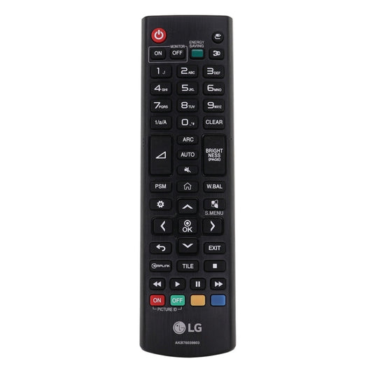 Anderic remote control for LG commercial digital signage monitor, model AKB76039803, with buttons for remote operation.