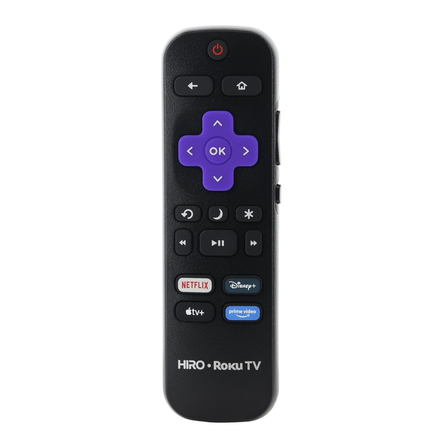 Anderic HIRO RC-ALIR Roku streaming TV remote control with IR, compatible with Netflix, Disney+, Apple TV+, and Prime Video.