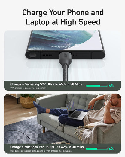 Anker <b>543</b> USB C to USB C Cable (240W, 10 ft) - BACKUPMYFILESNOW.COM®