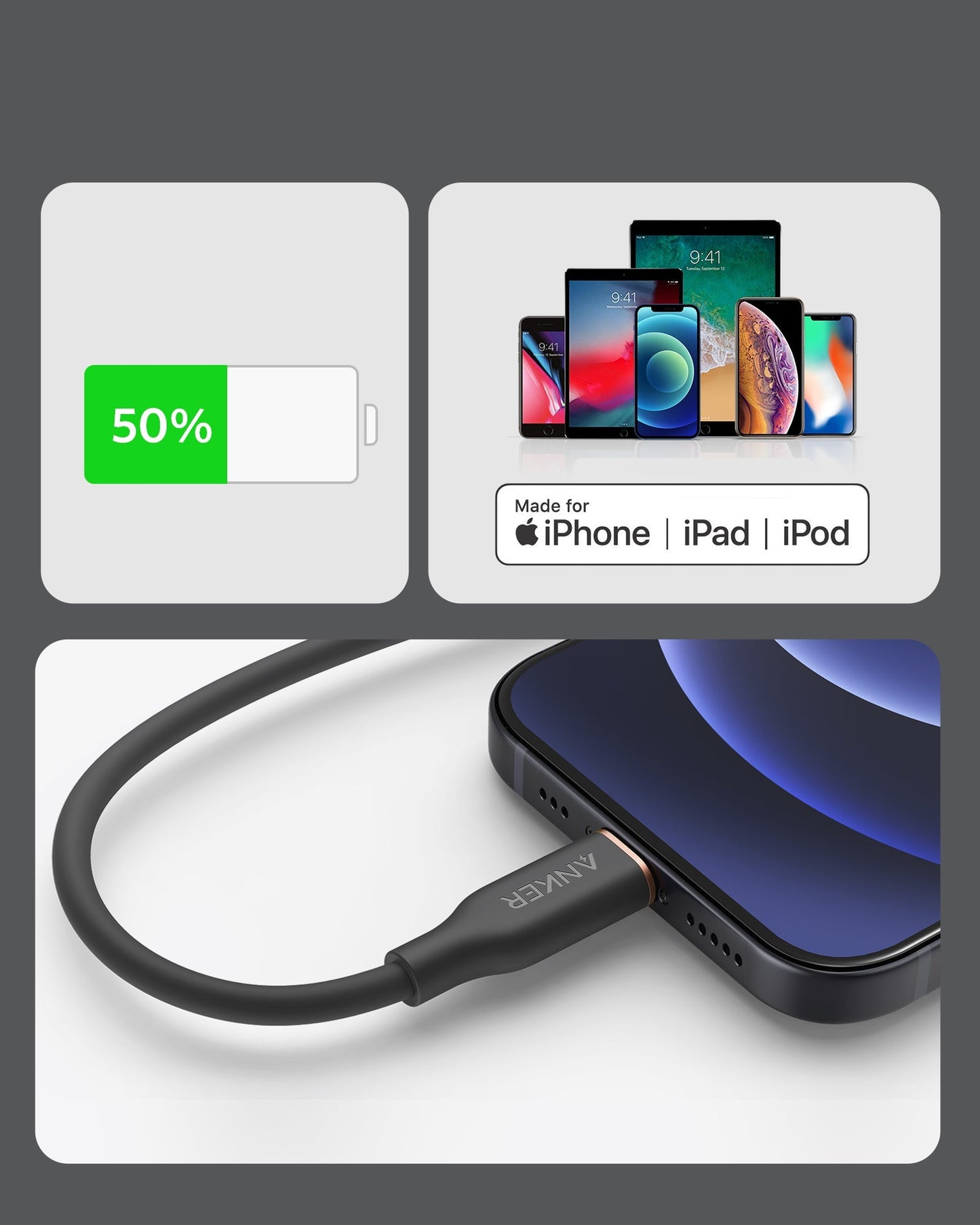 Anker <b>641</b> USB-C to Lightning Cable (Flow, 3 ft Silicone) - BACKUPMYFILESNOW.COM®