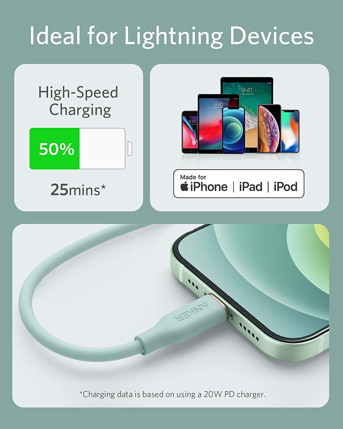 Anker <b>641</b> USB-C to Lightning Cable (Flow, 3 ft Silicone) - BACKUPMYFILESNOW.COM®