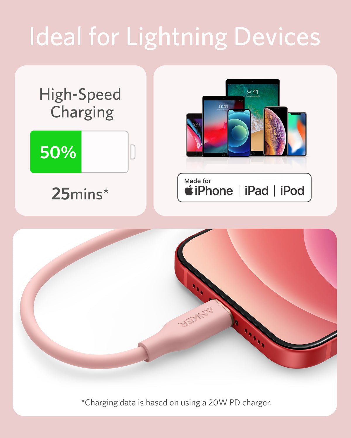 Anker <b>641</b> USB-C to Lightning Cable (Flow, 3 ft Silicone) - BACKUPMYFILESNOW.COM®