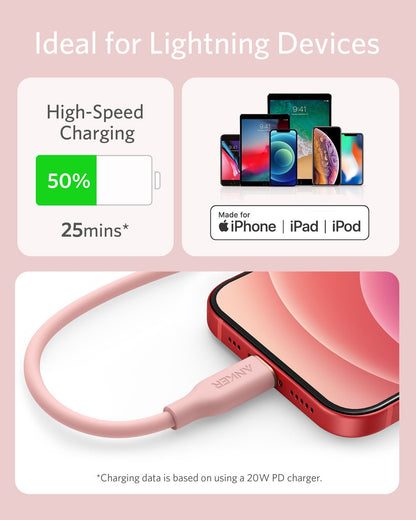 Anker <b>641</b> USB-C to Lightning Cable (Flow, 3 ft Silicone) - BACKUPMYFILESNOW.COM®