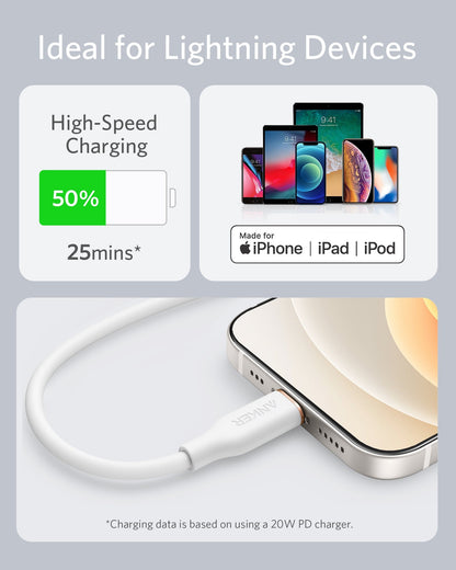 Anker <b>641</b> USB-C to Lightning Cable (Flow, 3 ft Silicone) - BACKUPMYFILESNOW.COM®