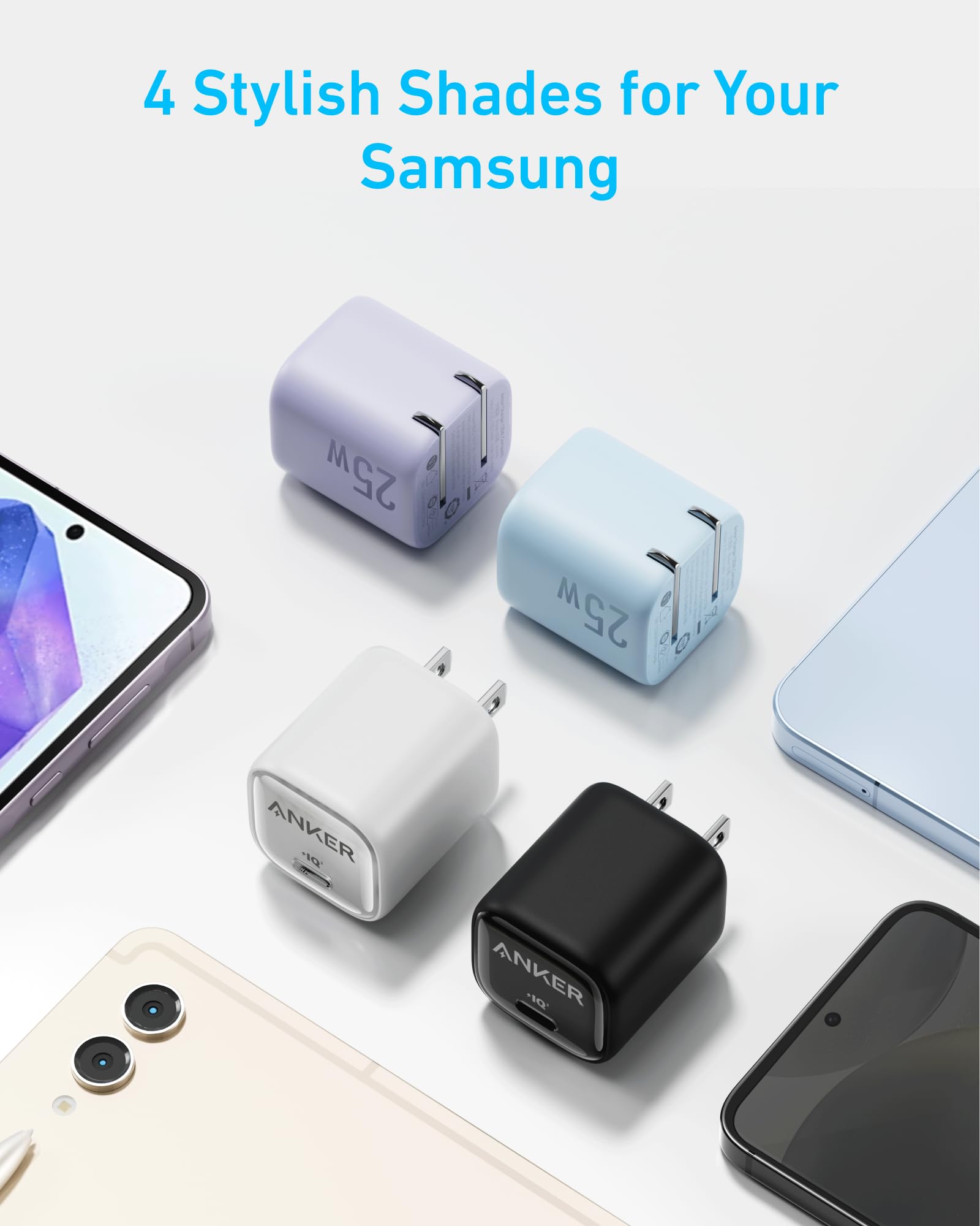 Black Anker 25W compact charger with USB-C port, designed for fast and portable charging of smartphones and devices.