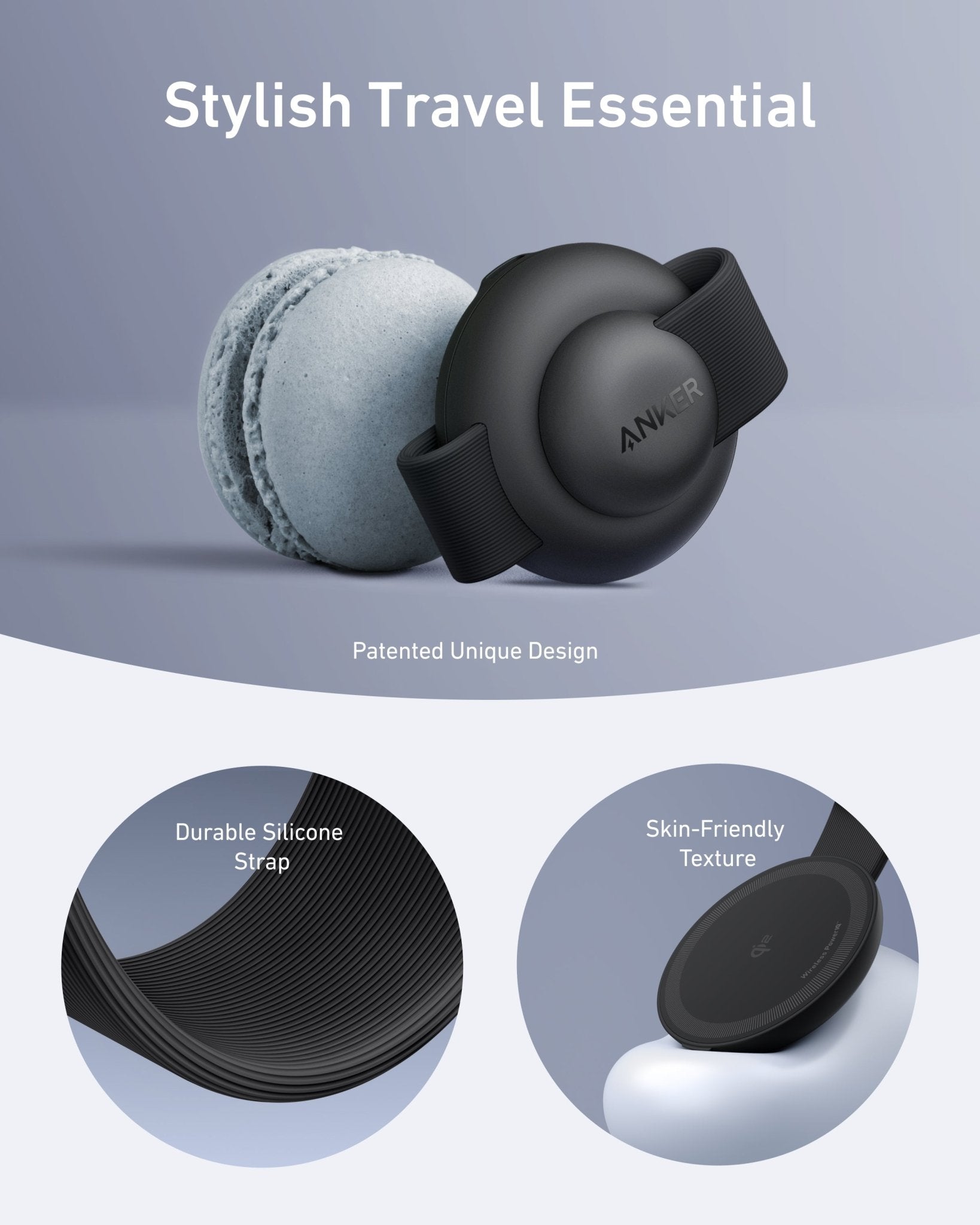 Anker MagGo 3-in-1 wireless charging station with foldable pad and black stone finish, includes charging adapter for multiple devices.
