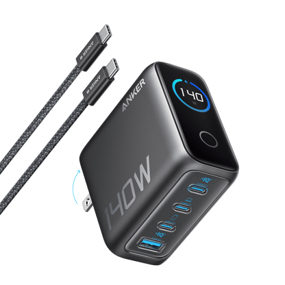 Anker Charger (140W, 4-Port, PD 3.1) with USB-C Cable - BACKUPMYFILESNOW.COM®