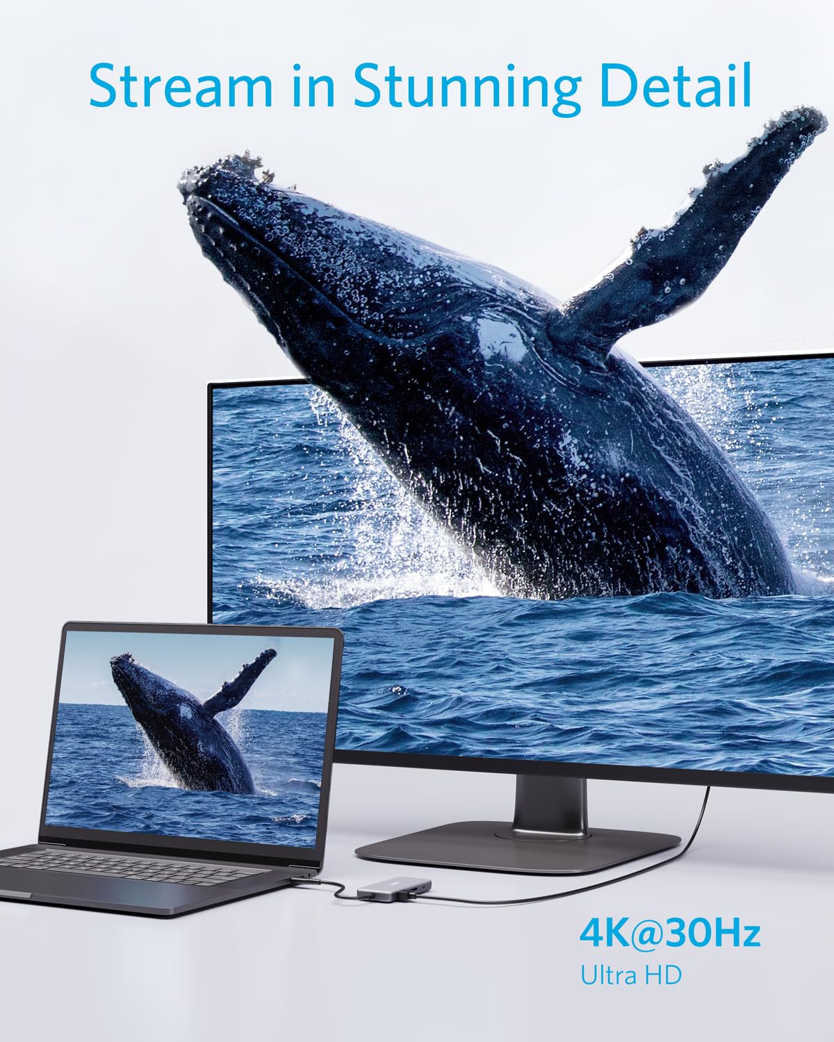 Black Anker 341 USB-C Hub 7-in-1 for charging only, with multiple ports for versatile device connectivity.
