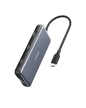 Anker 555 USB-C Hub in black with multiple ports, designed for charging and connecting devices to laptops or desktops.