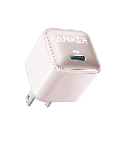 Anker Nano 20W charging-only USB-C wall charger in black with compact design and sleek finish.
