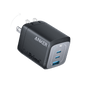 Anker Prime 67W GaN wall charger with three USB-C ports for fast device charging, compact and efficient design.