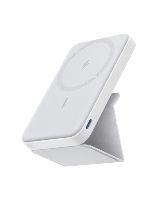 Anker 622 MagGo Magnetic Battery charging device in dolomite white with a sleek compact design and magnetic attachment feature.