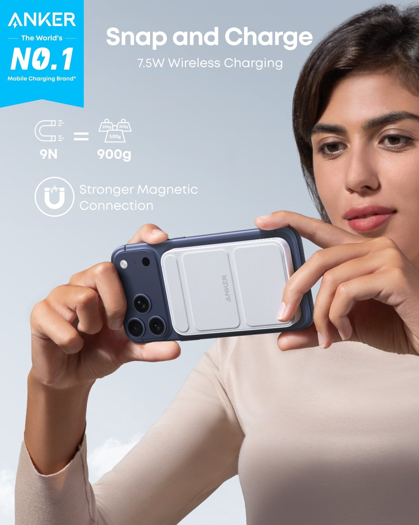Anker 622 MagGo Magnetic Battery charger in dolomite white, designed for portable charging and easy magnetic attachment.