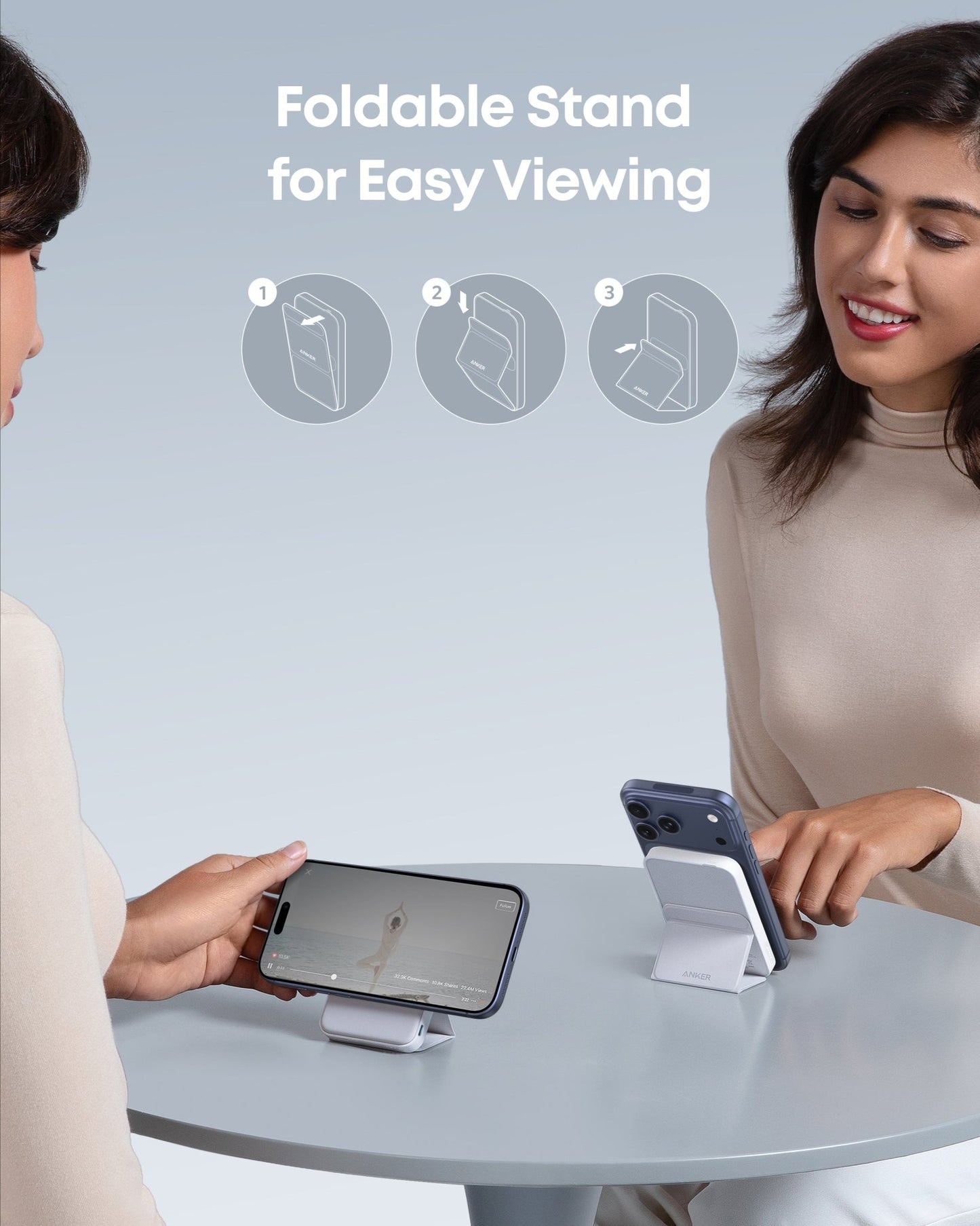 Anker 622 MagGo Magnetic Battery in Dolomite White for charging devices, compact portable power accessory.