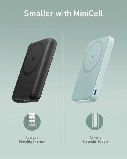 Anker 622 Magnetic Battery MagGo in dolomite white, compact charging device with magnetic attachment for smartphones.