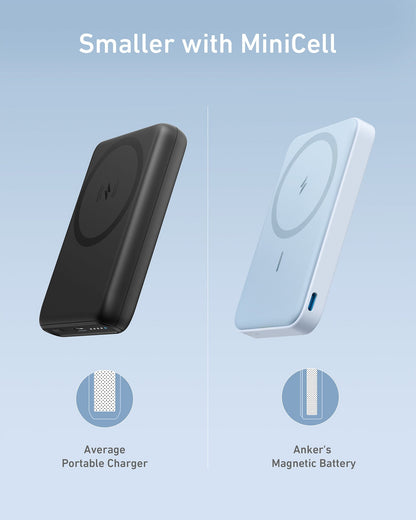 Anker 622 MagGo Magnetic Battery in Dolomite White for charging, showing the compact, portable design with magnetic attachment.