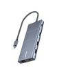 Anker 565 USB-C Hub charging only in grey with multiple ports, including USB-C, HDMI, and USB-A, for versatile device connectivity.