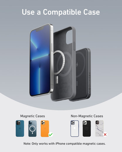 Anker 621 Magnetic Battery MagGo in interstellar gray showing compact portable charging device with magnetic attachment