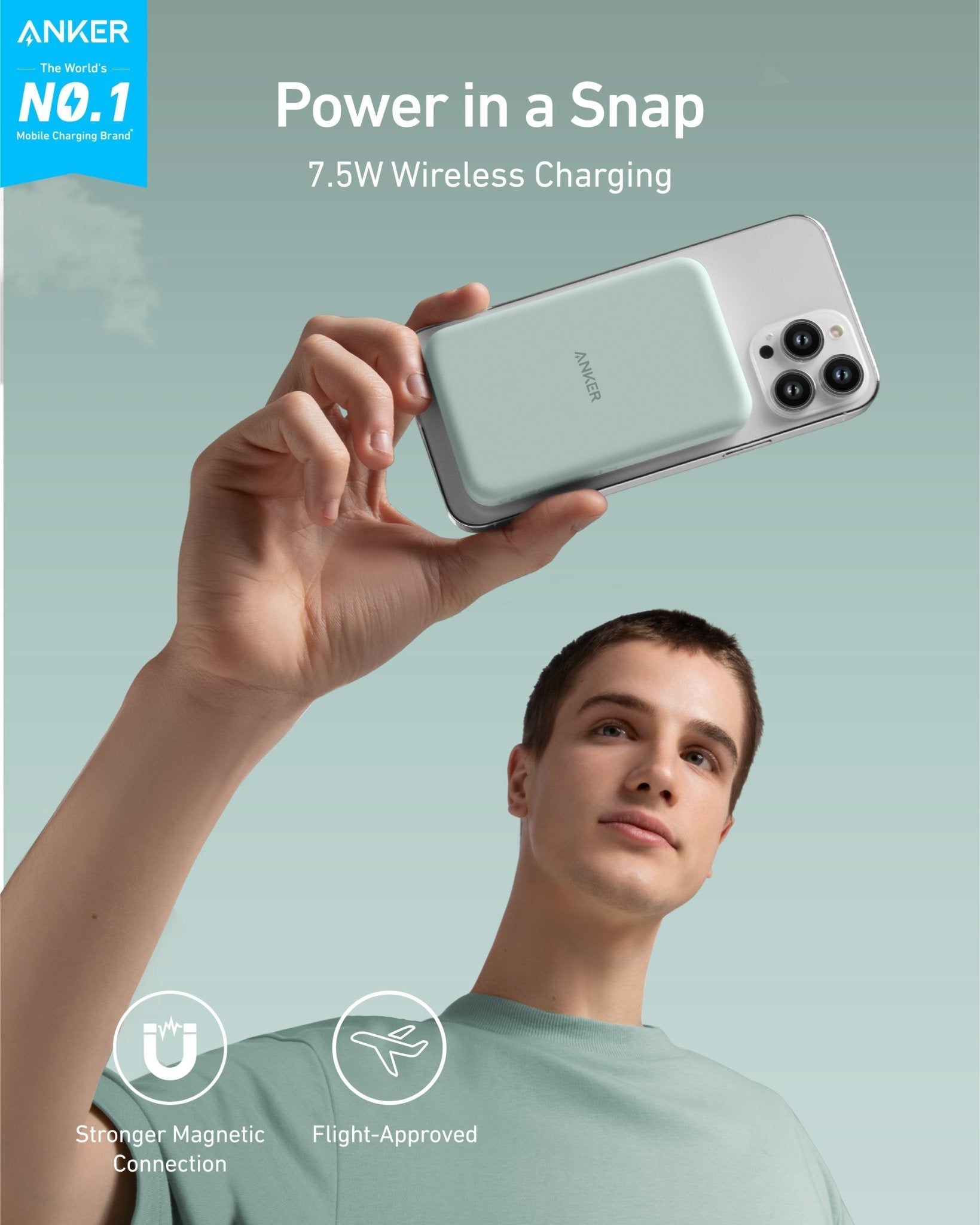 Anker 621 Magnetic Battery MagGo in Interstellar Gray, compact portable charging device with magnetic attachment for smartphones.
