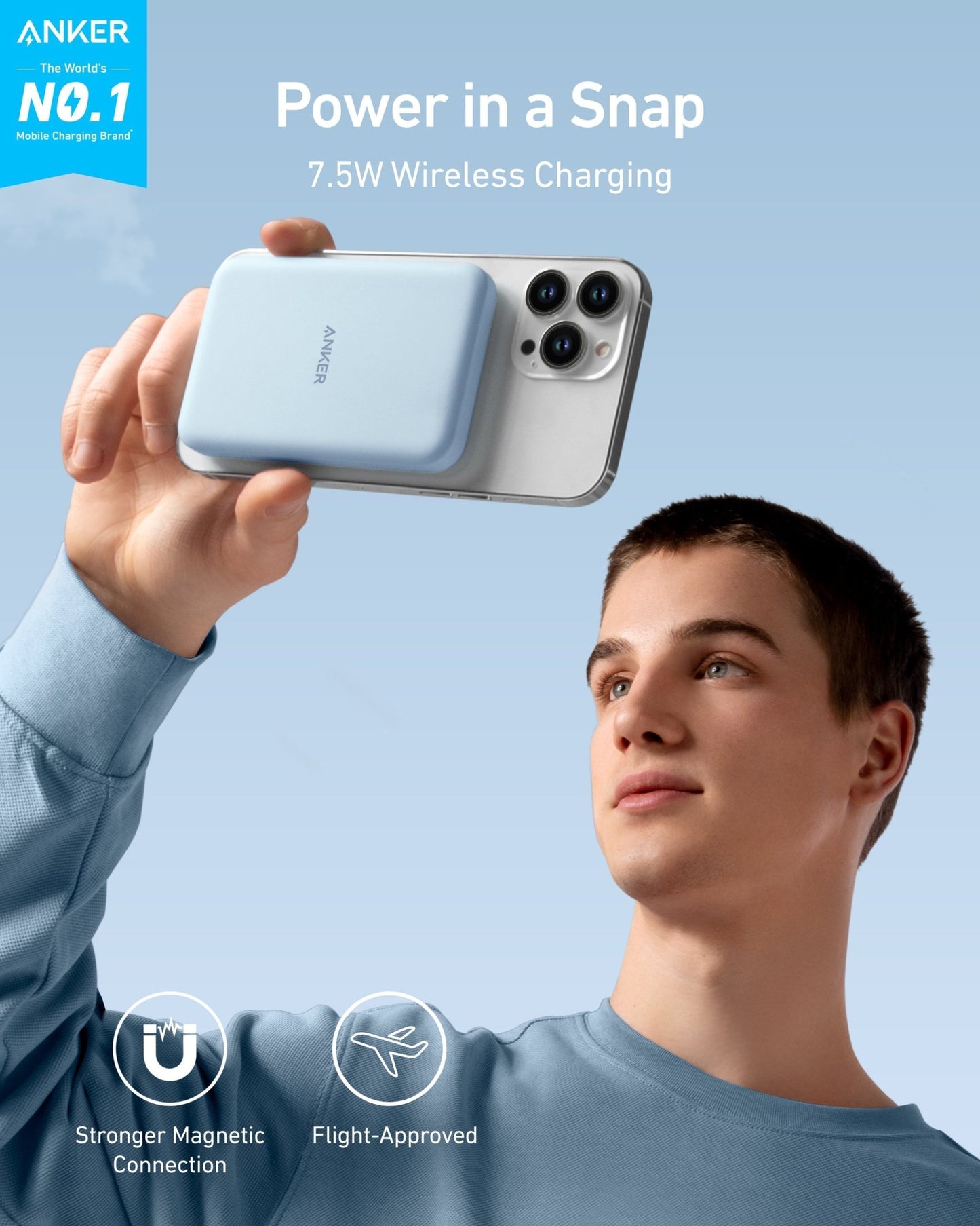 Anker 621 Magnetic Battery MagGo in Interstellar Gray, portable charging device with magnetic attachment for smartphones.