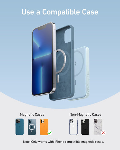 Anker 621 Magnetic Battery MagGo in interstellar gray, compact portable charging device with magnetic attachment for smartphones.