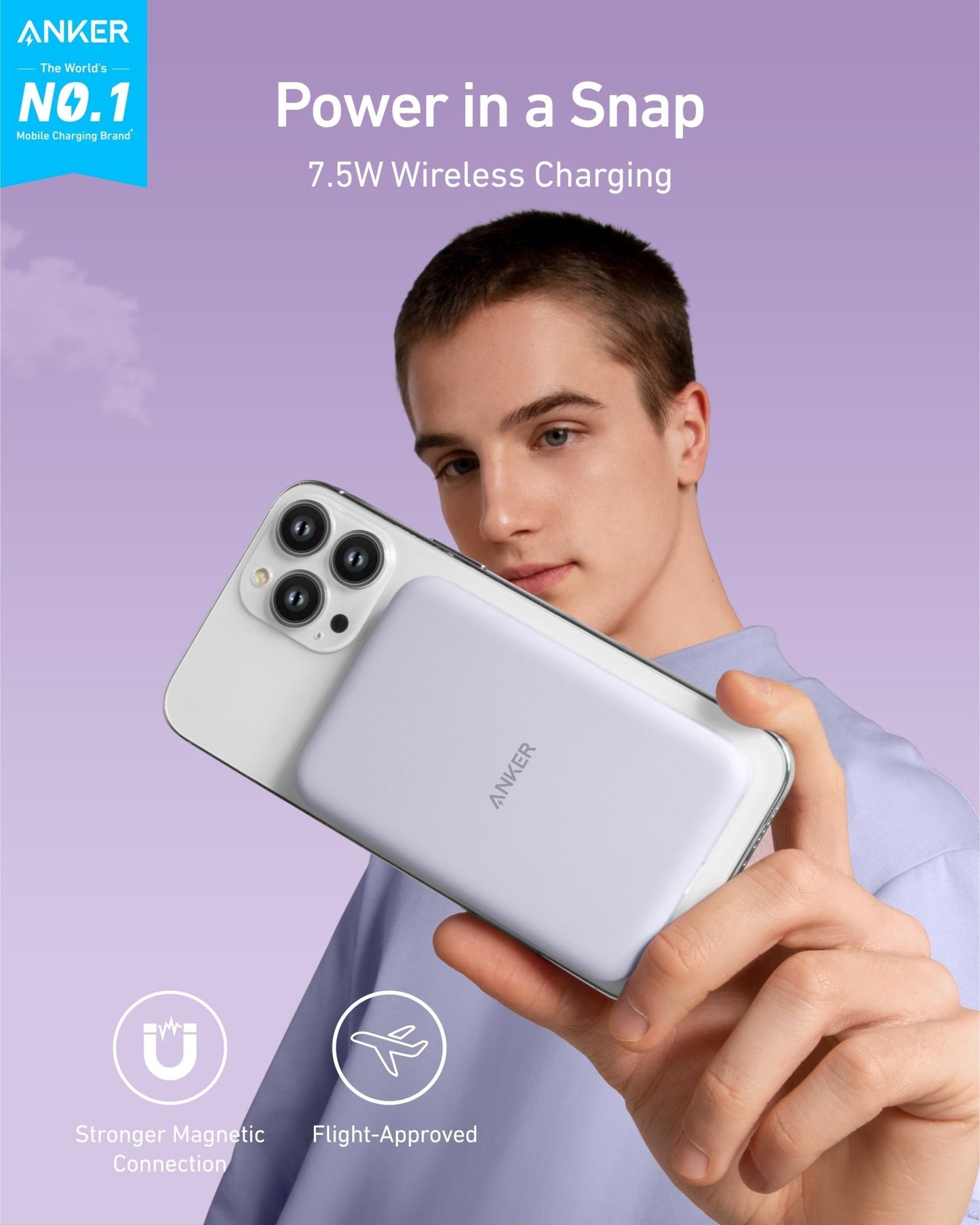 Anker 621 MagGo Magnetic Battery pack in interstellar gray, designed for charging devices on the go.
