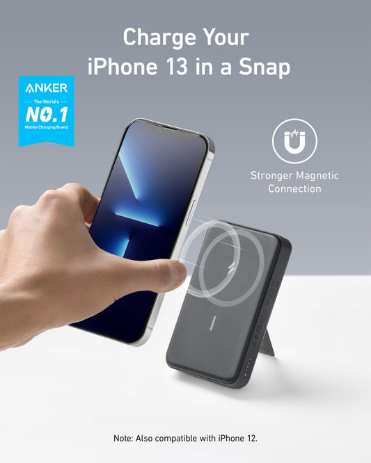 Anker 633 Magnetic Battery in interstellar gray, compact charging device with magnetic attachment for smartphones.