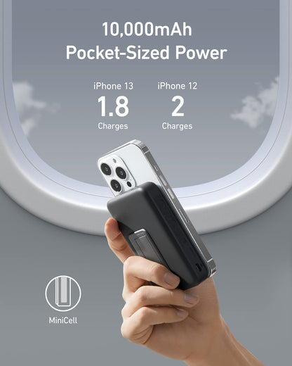Anker 633 Magnetic Battery in interstellar gray showing compact charging device with magnetic attachment for smartphones.
