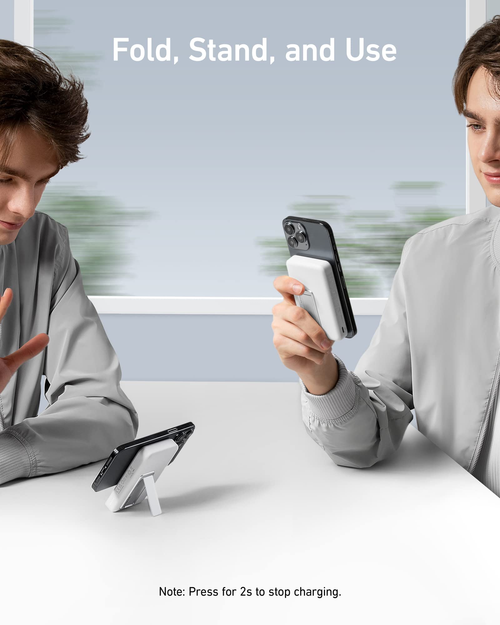 Anker 633 Magnetic Battery charging device in interstellar gray with magnetic attachment for portable power.