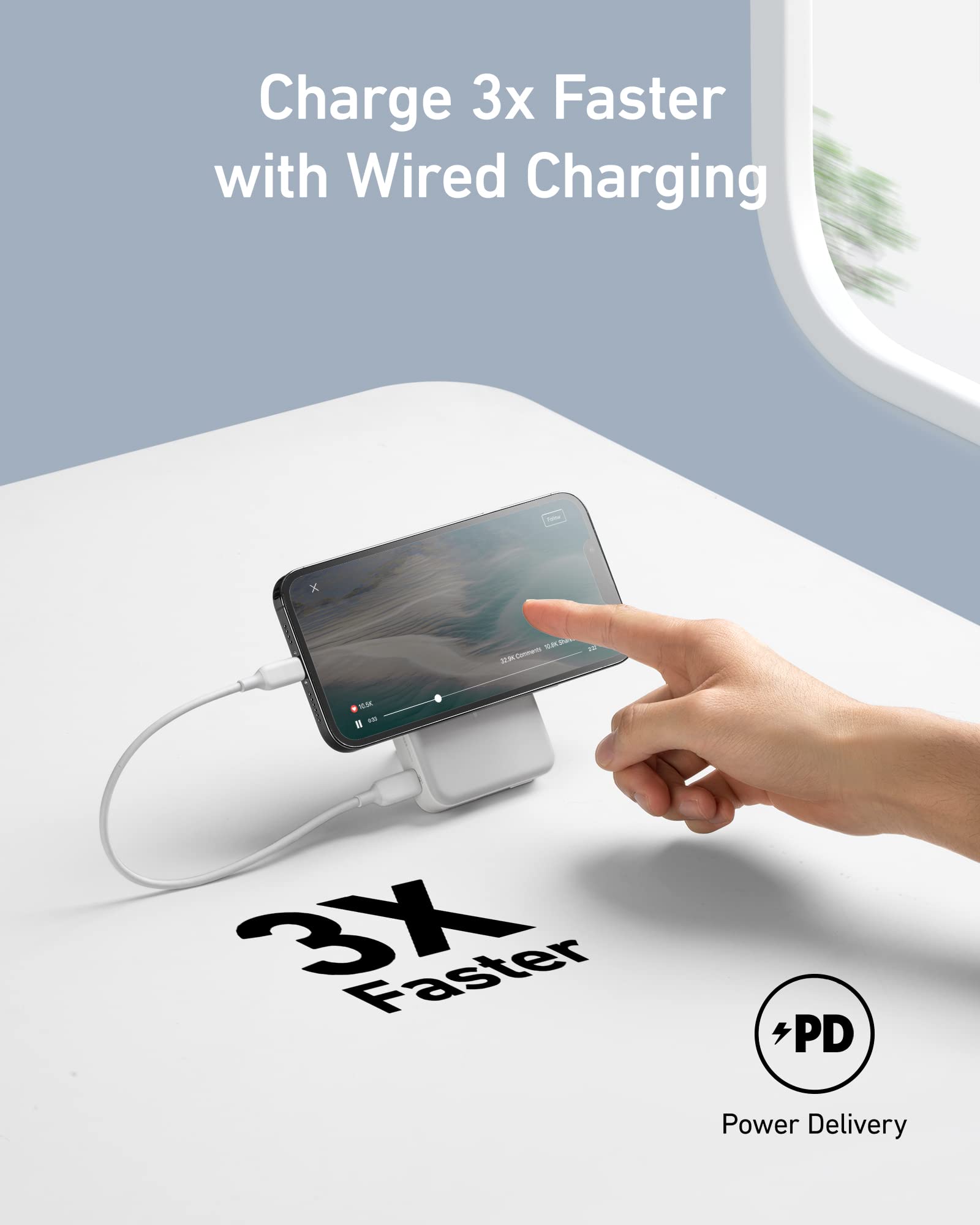 Anker 633 Magnetic Battery in interstellar gray, compact charging device with magnetic connection for smartphones.